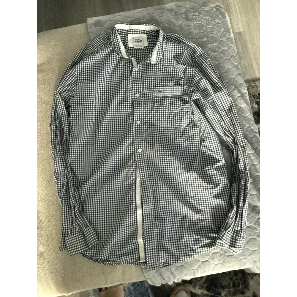 Lacoste Regular Fit Oxford black/White Gingham Checker Shirt size 40